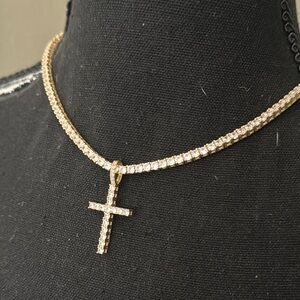 Radiant Gold Cross Necklace with Crystal Accents